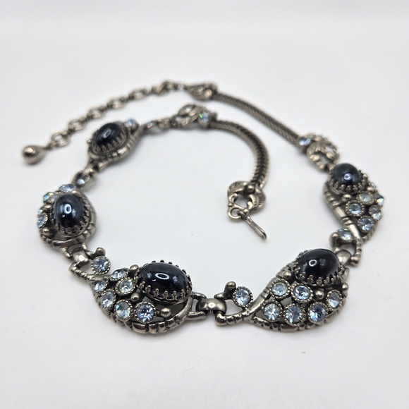 Selro Selini Choker Necklace MCM Chunky Statement Rhinestone Silvertone Vintage - Picture 4 of 4